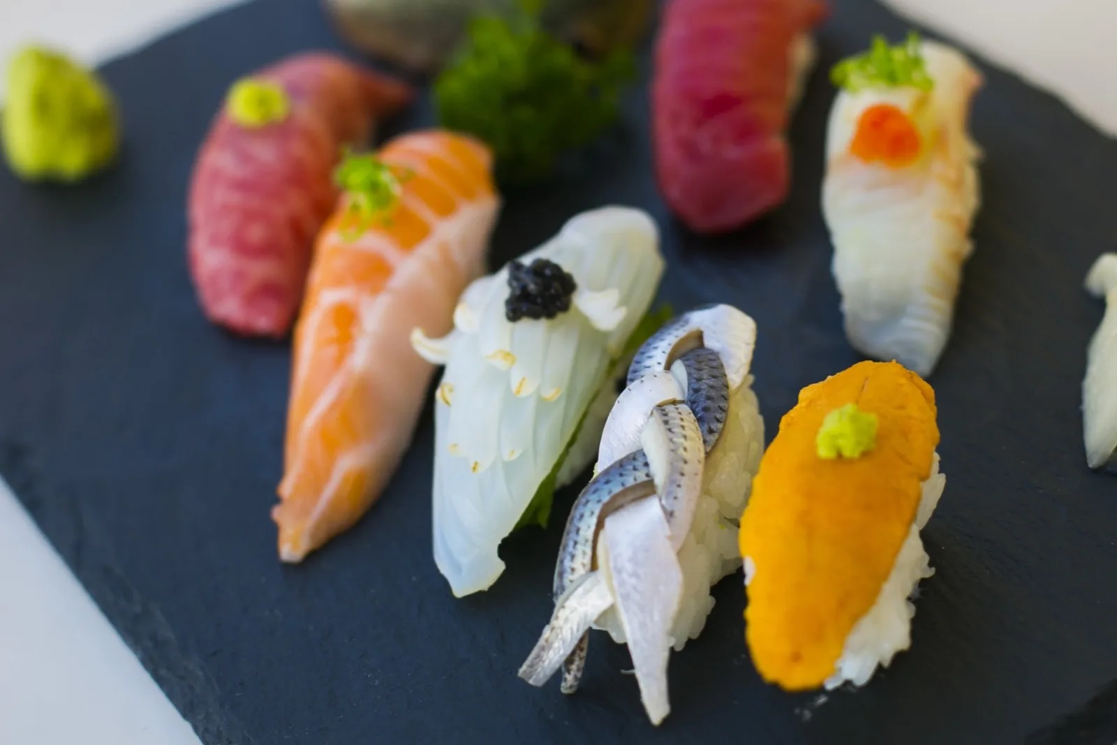 A sashimi and nigiri assortment at Shimbashi Izakaya