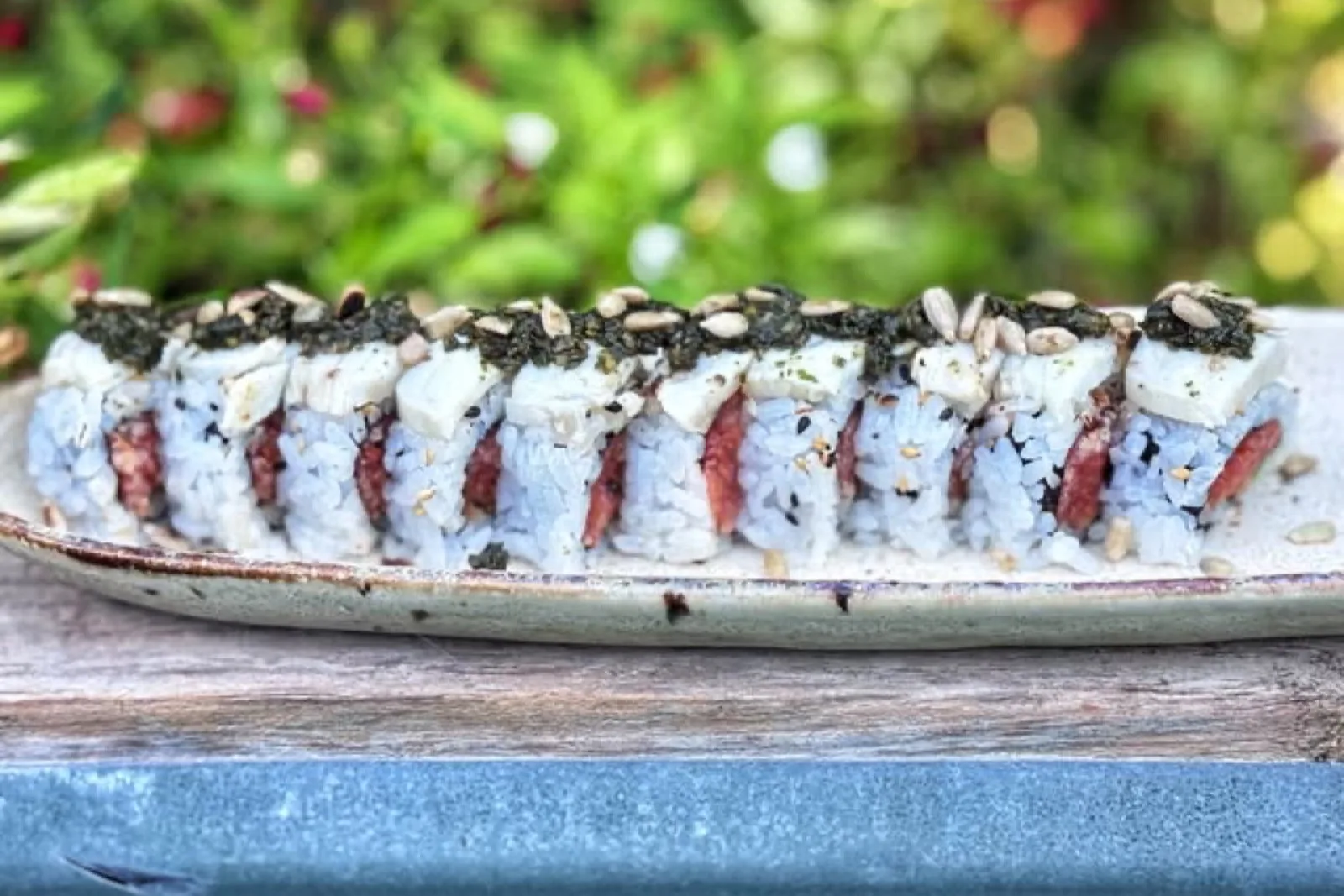 A specialty sushi roll platter at Tokyo Cafe